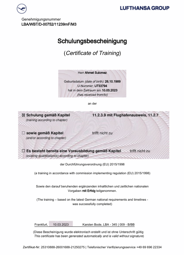 Luftsicherheitsschulung