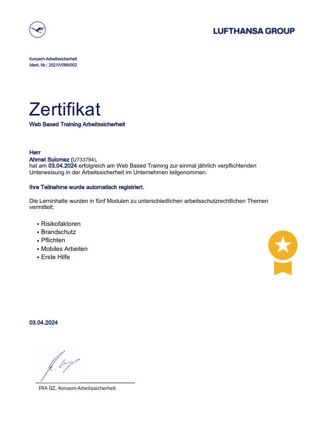 Web Based Training Arbeitssicherheit